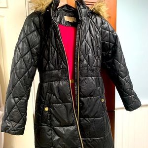 Girls black Michael Kors size 14 long winter puffer jacket